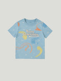 Kidbea Boys Summer Co-Ord Set | Cotton T-Shirt and Shorts for Kids | Sky Blue