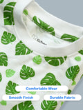 Organic Cotton Unisex Kids Co-ord Set Pack of 3 – Soft Breathable Leaf, Pizza & Star Print T-Shirt & Shorts Set