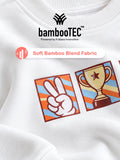 BambooTEC™ Unisex Kids Sweatshirt – White Sports Graphic Full-Sleeve Crewneck
