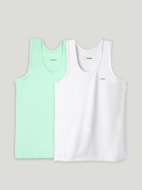 Bamboo Vest for Kids Pack of 2 (Mint Green & White) – Soft, Breathable & innerwear
