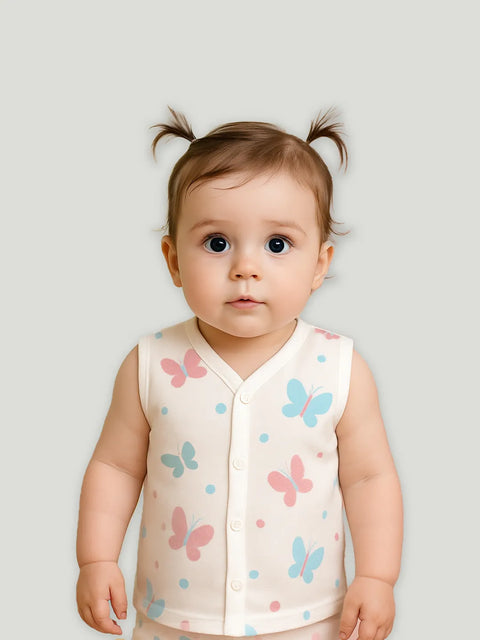 Premium Extra Soft Muslin Baby Jhabla | Cute Butterfly Print