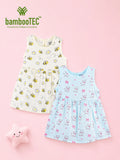 BambooTEC™ Bamboo Muslin Girls Frock – Bee & Puppy Print | Pack of 2