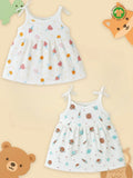 Extra Soft Muslin Baby Girls Frock Pack of 2 – Ice Cream & Space Prints
