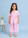 Girls Pink Ethnic Kurta & Dhoti Set – Embroidered Festive Wear