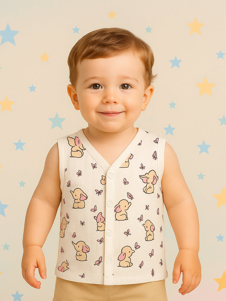 Premium Extra Soft Muslin Baby Jhabla | Cute Elephant Print