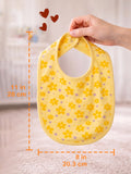 Organic Cotton Baby Bib Pack of 4 – Lemon, White Dog, Flower & Bow Print, Feeding & Drool Bibs