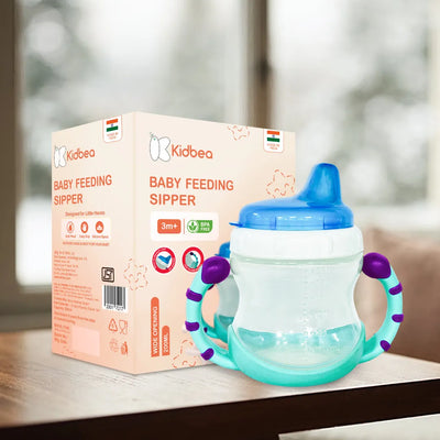 Baby Sipper Cup – Blue | BPA-Free, Soft Silicone Spout, Spill-Proof, Easy Grip Handles, 200ML