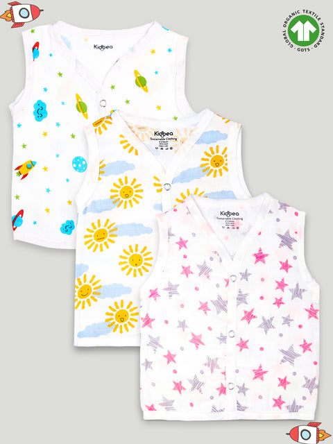 Extra Soft Muslin Cotton Jhabla Cloth for Baby | Space, Sun and Star Print | Print May Vary