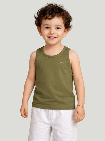 Olive Green Bamboo Vest for Boys – Soft Lightweight & Breathable