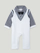 Baby Boy Formal Romper with Bow Tie – Soft Cotton Check Shirt Style Party Outfit for Infants