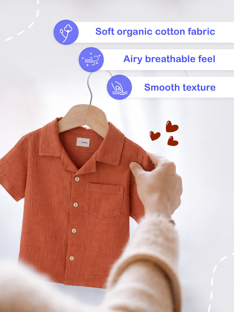 Light  Organic cotton  Shirt & Pant Rust Co-ord Set