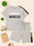 Kidbea Boys Cotton T-Shirt and Shorts Set | Summer Co-Ord Outfit for Kids | Grey