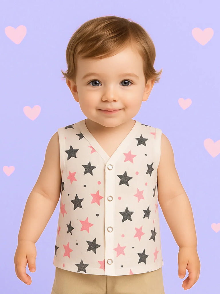 Premium Extra Soft Muslin Baby Jhabla | Cute Star Print