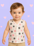 Premium Extra Soft Muslin Baby Jhabla | Cute Star Print