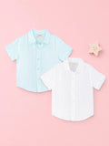 Linen Cotton Boys Shirt Pack of 2 – Light Blue & White Half-Sleeve Shirts