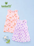 BambooTEC™ Bamboo Muslin Girls Frock – Bunny & Floral Print | Pack of 2