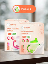 Baby Sipper Cup – Green & Pink (Pack of 2) | BPA-Free, Soft Spout, Leak-Proof, Dual Handles, 200ML