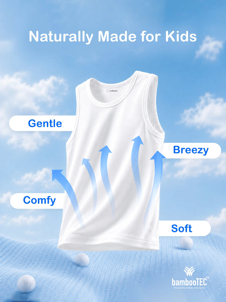 BambooTEC™ Boys Bamboo Fabric White Solid Vest