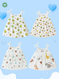 Extra Soft Muslin Baby Girls Frock Pack of 4 – Avocado, Car, Space & Dinosaur Prints