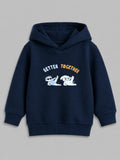 Unisex Navy Blue Hoodie – Better Together Dog Print Full-Sleeve Hoodie