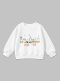 Unisex White Sweatshirt – Meow Cat Print Full-Sleeve Sweatshirt