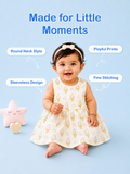 BambooTEC™ Bamboo Muslin Baby Frock – Ice Cream & Star Print, Soft & Breathable Dress
