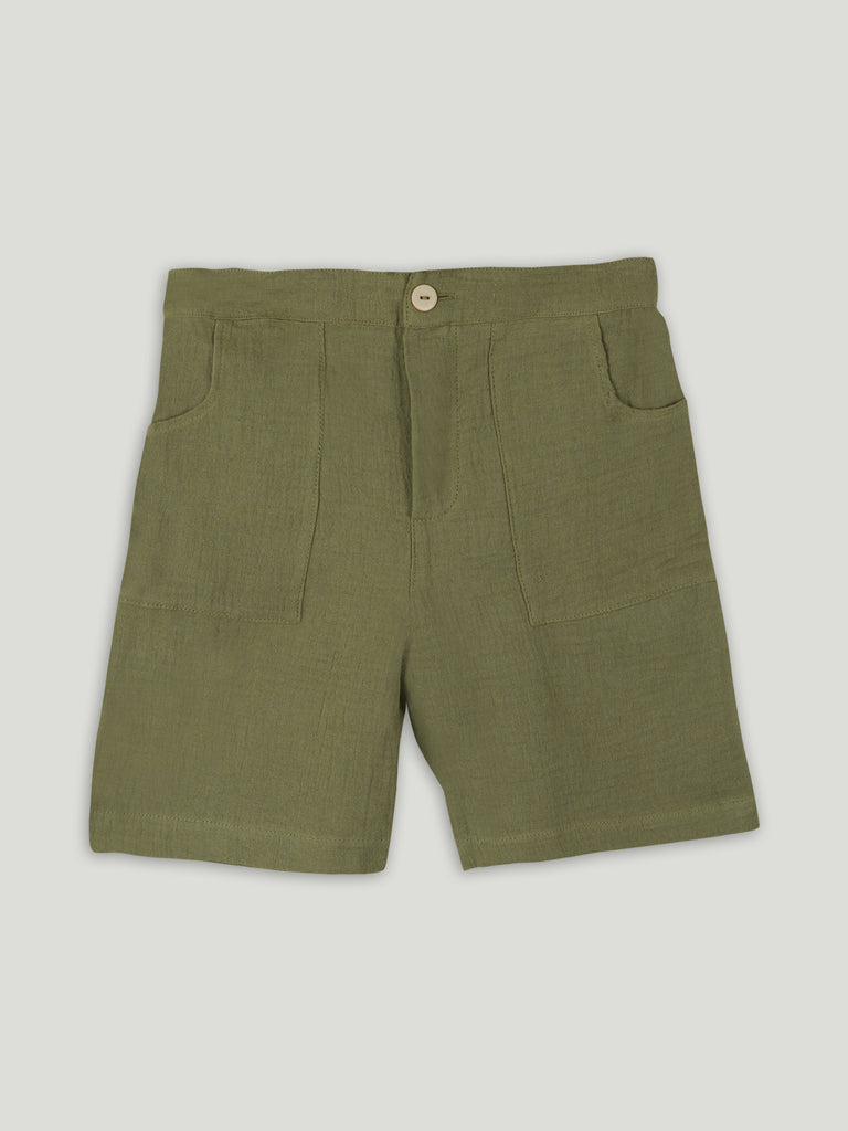 Light  Organic cotton  Shirt & Pant Dark Green Co-ord Set