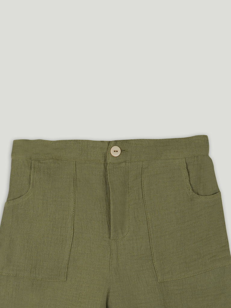 Light  Organic cotton  Shirt & Pant Dark Green Co-ord Set