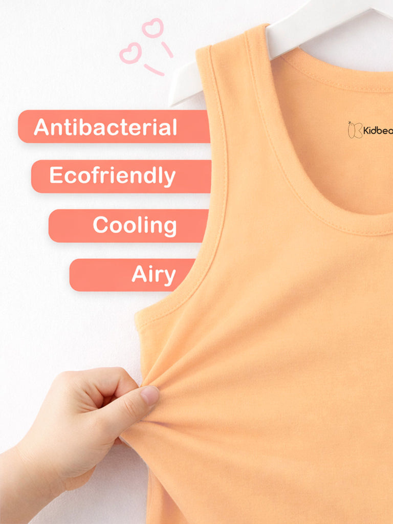 Bamboo Vest for Kids Pack of 2 (White & Peach) – Soft, Breathable & innerwear