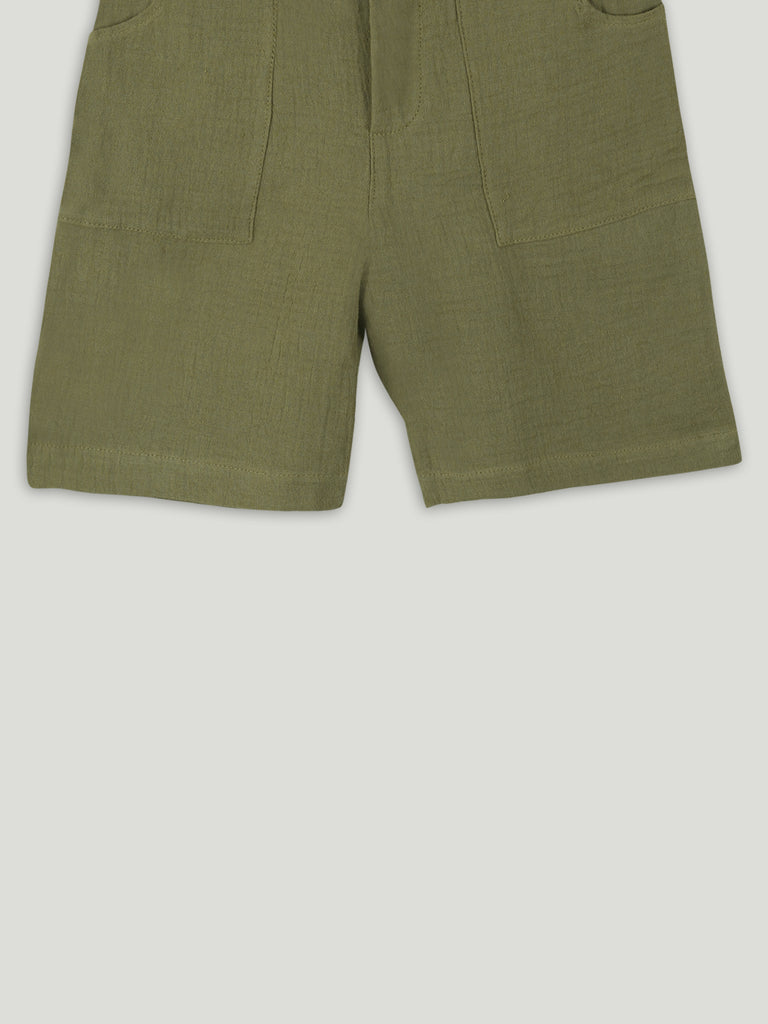 Light  Organic cotton  Shirt & Pant Dark Green Co-ord Set