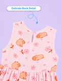 BambooTEC™ Bamboo Muslin Baby Frock – Puppy & Floral Print, Soft & Breathable Dress