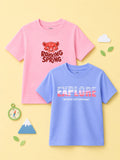 Bamboo Fabric Unisex Kids Half Sleeve T-Shirt Pack of 2 – Roaring Spring & Explore Graphic Print Soft Summer Tee Set