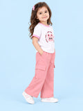 Girls Cotton Co-Ord Set – White Little Miss T-Shirt & Pink Cargo Pants