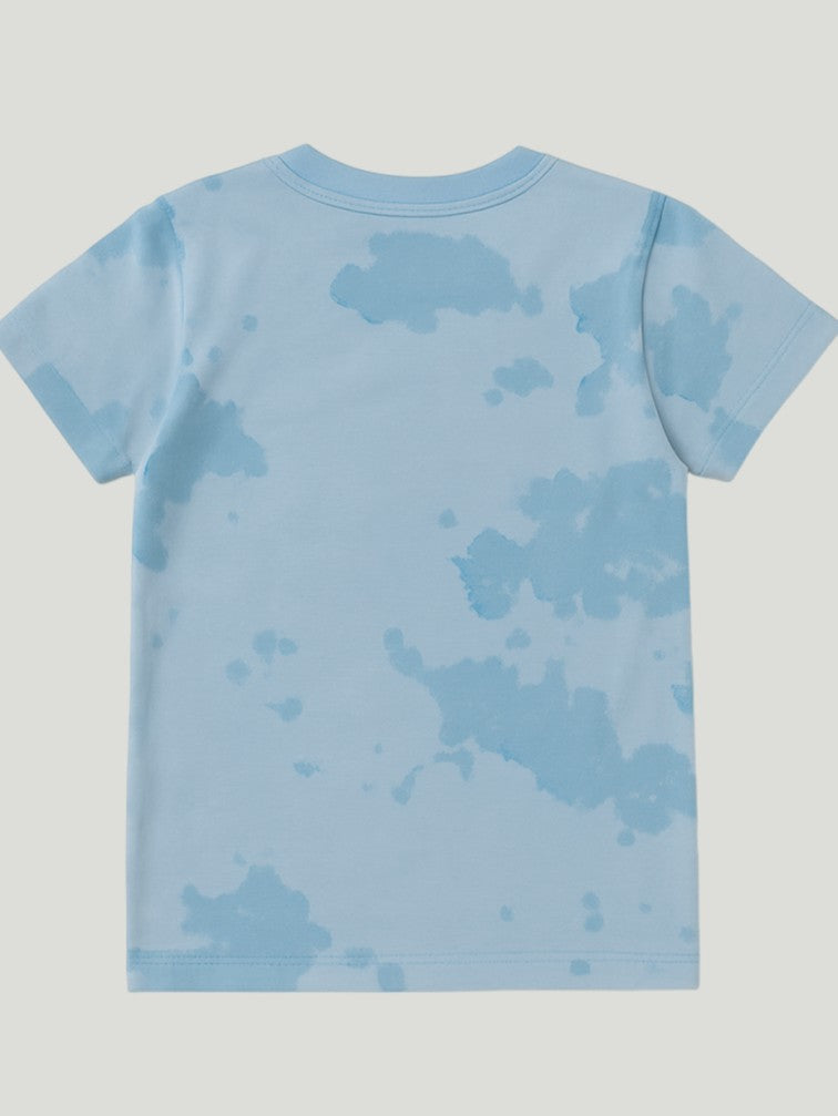 Kidbea Boys Tie-Dye Co-Ord Set | Summer Cotton T-Shirt and Shorts for Kids | Light Blue