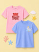Bamboo Fabric Unisex Kids Half Sleeve T-Shirt Pack of 2 – Roaring Spring & Whale Graphic Print Soft Summer Tee Set