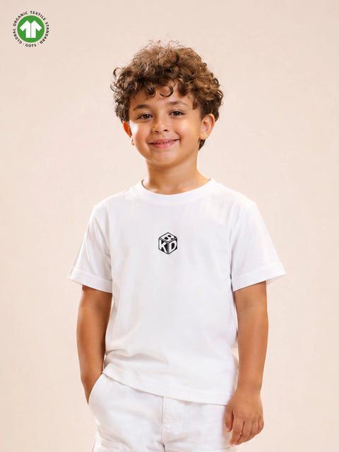 Light Organic Cotton White Graphic Print Half Sleeve T-Shirt | Unisex