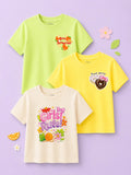 Bamboo Fabric Girls Half Sleeve T-Shirt Pack of 3 – Tangerine, Donut & Girls Rule Graphic Print Soft Summer Tee Set