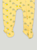Organic Cotton Baby Romper – Soft Breathable Yellow Lemon Print Full Sleeve Zip Sleepsuit