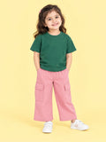 Girls Cotton Co-Ord Set – Green T-Shirt & Pink Cargo Pants