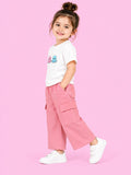 Girls Cotton Co-Ord Set – White Octopus T-Shirt & Pink Cargo Pants