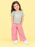 Girls Cotton Co-Ord Set – Grey Whale T-Shirt & Pink Cargo Pants