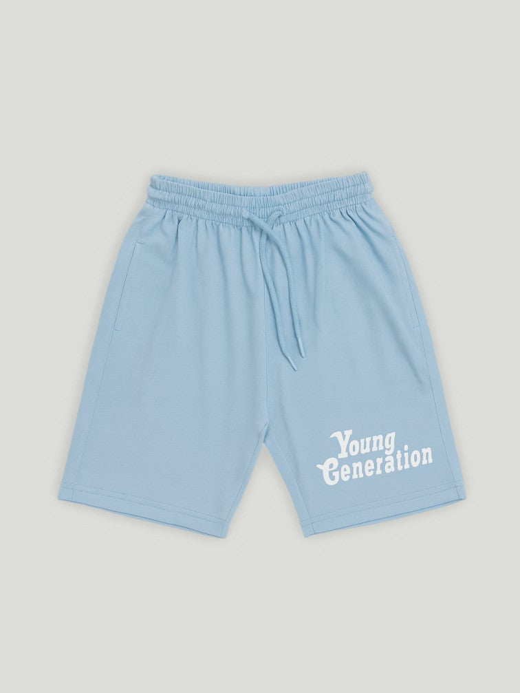 Kidbea Boys Summer Co-Ord Set | Cotton T-Shirt and Shorts for Kids | Sky Blue