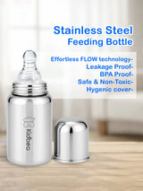Stainless Steel Feeding Bottle 150ml with 4 Extra Nipples