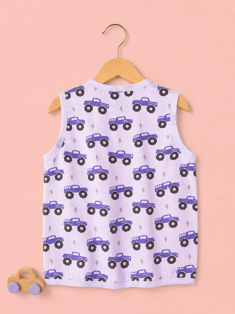 BambooTEC™ Bamboo Muslin Baby Jhabla – Monster Truck Print
