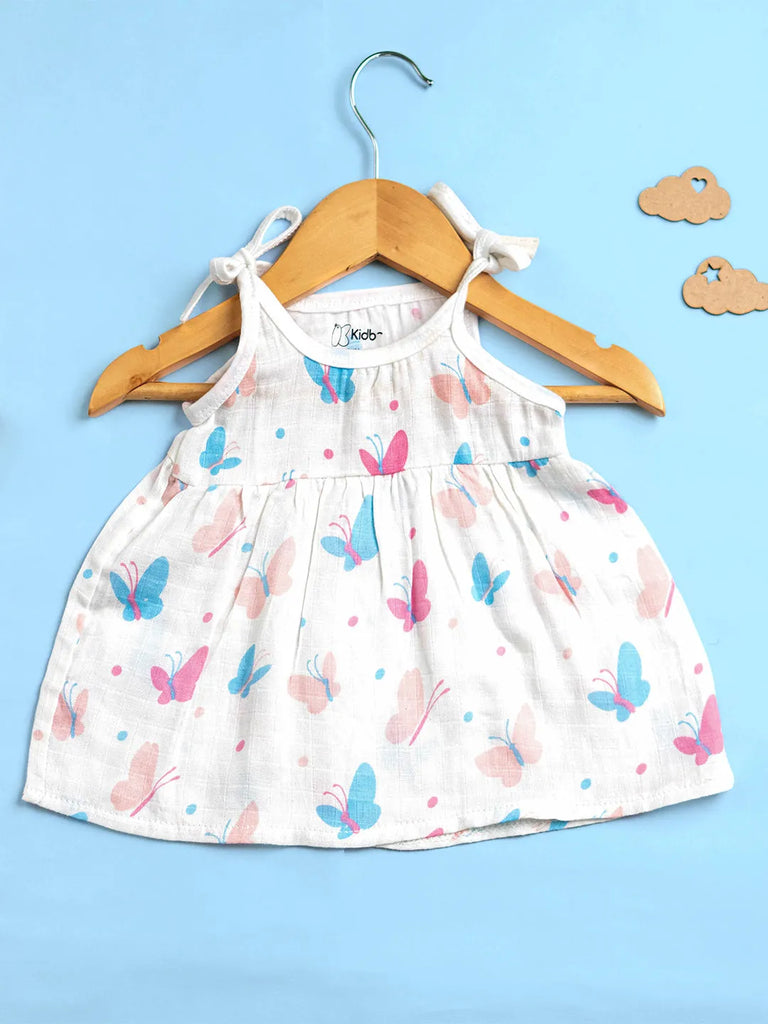 Premium Extra Soft Muslin Baby Girls Frock | Cute Butterfly Print