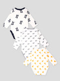 Kidbea 100% Organic cotton baby Pack of 3 onesies Unisex | Elephant, Dog and Pizza