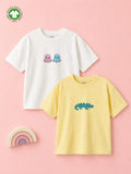Unisex Oversized Crocodile & Octopus Organic Cotton T-Shirt Combo (Pack of 2)