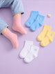 Bamboo Fabric Kids Ribbed Crew Socks Combo Pack – White, Pink, Sky Blue & Yellow (Pack of 4)