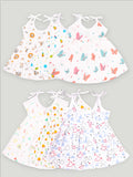 Extra Soft Muslin  Fabric Baby Girls Frock | Pack of 6 | Mickey, Tiger, Space, Rainbow, Butterfly and Cute Chick Print
