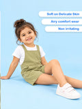 Unisex Cotton Dungaree Shorts – Olive Green Sleeveless Suspender Romper with Pockets
